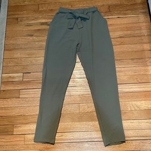 High waisted olive pants